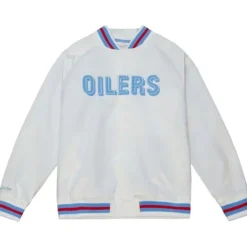 Apparel Mitchell & Ness Jackets & Outerwear-Lighweight Satin Jacket Houston Oilers