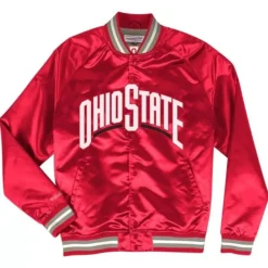 Apparel Mitchell & Ness Jackets & Outerwear-Lighweight Satin Jacket Ohio State