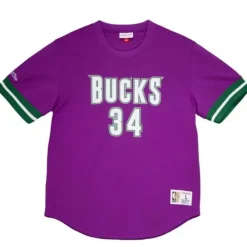 Apparel Mitchell & Ness T-Shirts & Tops-Mesh N&N Crew Milwaukee Bucks 2000-01 Ray Allen