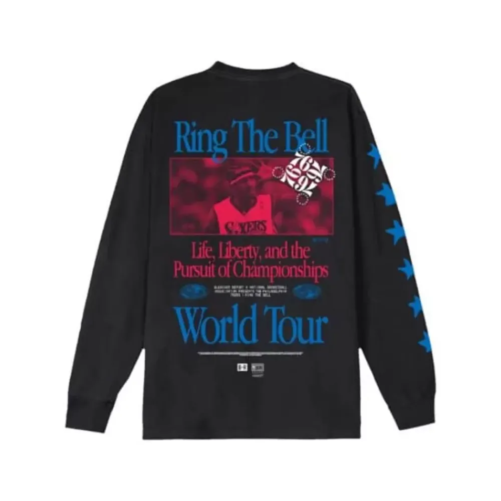 Apparel Mitchell & Ness T-Shirts & Tops-M&N X Br World Tour Long Sleeve Philadelphia 76Ers