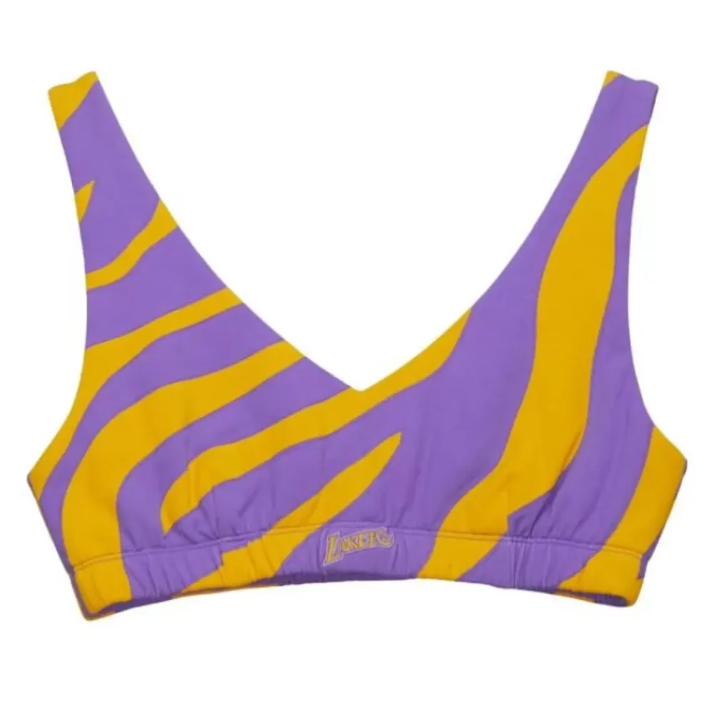 Apparel Mitchell & Ness T-Shirts & Tops-M&N X Melody Ehsani Puffer Bralette Los Angeles Lakers