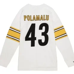 Apparel Mitchell & Ness T-Shirts & Tops-Name & Number Long Sleeve Tee Pittsburgh Steelers 2006 Troy Polamalu