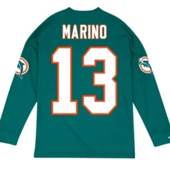 Apparel Mitchell & Ness T-Shirts & Tops-Name & Number Longsleeve Miami Dolphins Dan Marino