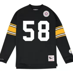 Apparel Mitchell & Ness T-Shirts & Tops-Name & Number Longsleeve Pittsburgh Steelers Jack Lambert