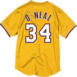 Apparel Mitchell & Ness T-Shirts & Tops-Name & Number Mesh Crewneck Los Angeles Lakers Shaquille O'Neal