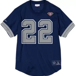 Apparel Mitchell & Ness T-Shirts & Tops-Name & Number Mesh Crewneck Dallas Cowboys Emmitt Smith