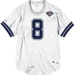 Apparel Mitchell & Ness T-Shirts & Tops-Name & Number Mesh Crewneck Dallas Cowboys Troy Aikman