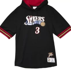 Apparel Mitchell & Ness T-Shirts & Tops-Name & Number Mesh Ss Hoodie Philadelphia 76Ers 2001 Allen Iverson