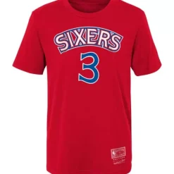 Apparel Mitchell & Ness Big Kids-Name & Number Tee Philadelphia 76Ers Allen Iverson