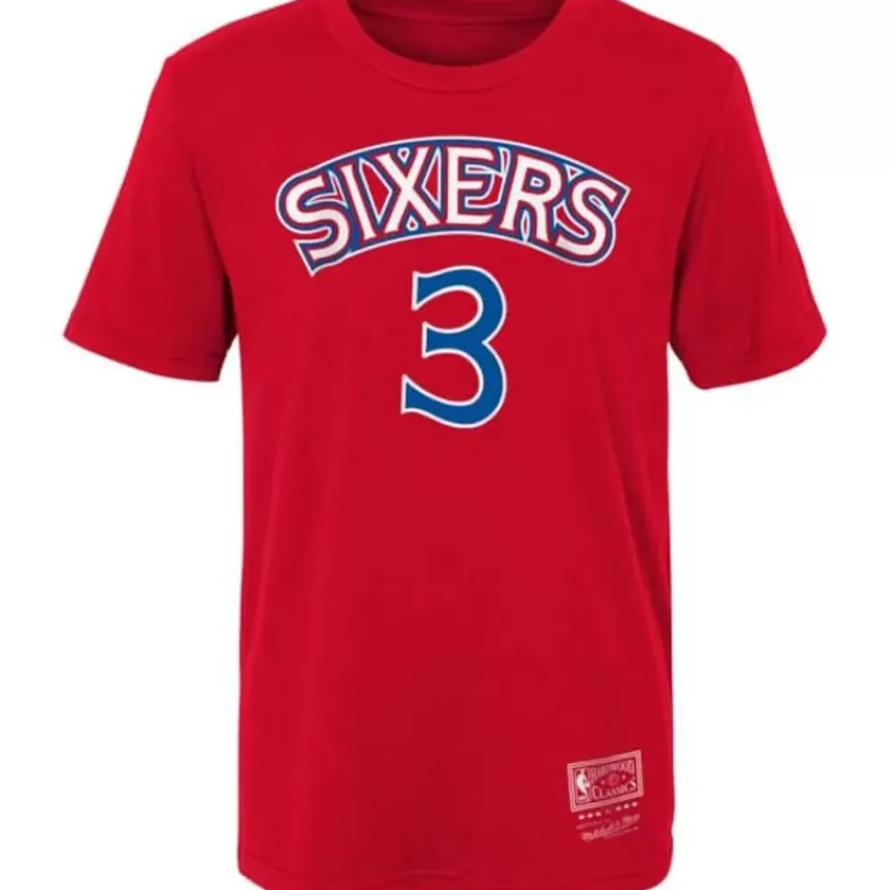 Apparel Mitchell & Ness Big Kids-Name & Number Tee Philadelphia 76Ers Allen Iverson