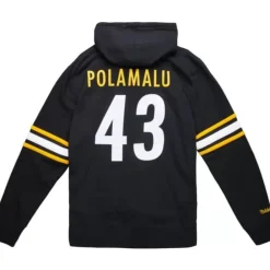 Apparel Mitchell & Ness Hoodies & Sweatshirts-Name And Number Fleece Hoodie Pittsburgh Steelers 2006 Troy Polamalu