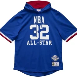 Apparel Mitchell & Ness T-Shirts & Tops-Name And Number Mesh Hoody All Star West 1985-86 Magic Johnson