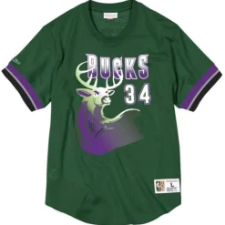 Apparel Mitchell & Ness T-Shirts & Tops-Name And Number Mesh Top Milwaukee Bucks 1996-97 Ray Allen