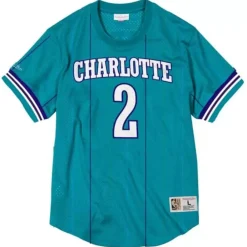Apparel Mitchell & Ness T-Shirts & Tops-Name And Number Mesh Top Charlotte Hornets 1992-93 Larry Johnson