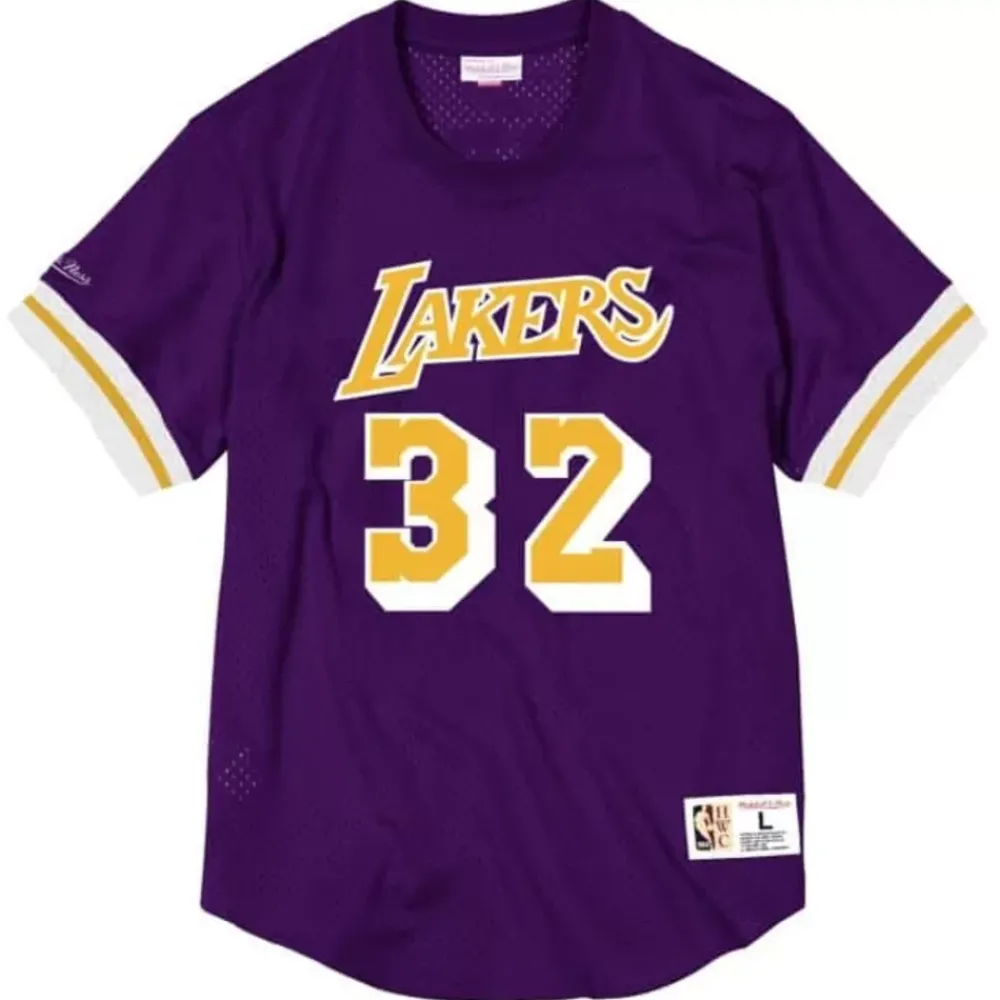 Apparel Mitchell & Ness T-Shirts & Tops-Name And Number Mesh Top Los Angeles Lakers Magic Johnson