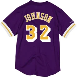 Apparel Mitchell & Ness T-Shirts & Tops-Name And Number Mesh Top Los Angeles Lakers Magic Johnson