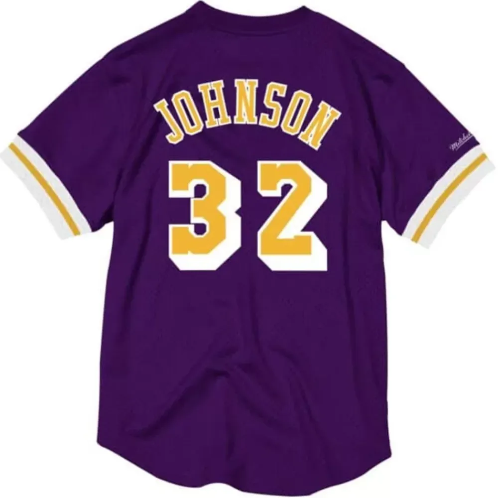 Apparel Mitchell & Ness T-Shirts & Tops-Name And Number Mesh Top Los Angeles Lakers Magic Johnson