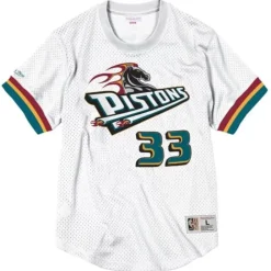 Apparel Mitchell & Ness T-Shirts & Tops-Name And Number Mesh Top Detroit Pistons 1998-99 Grant Hill