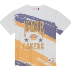 Apparel Mitchell & Ness T-Shirts & Tops-Paintbrush Sublimated Ss Tee Los Angeles Lakers