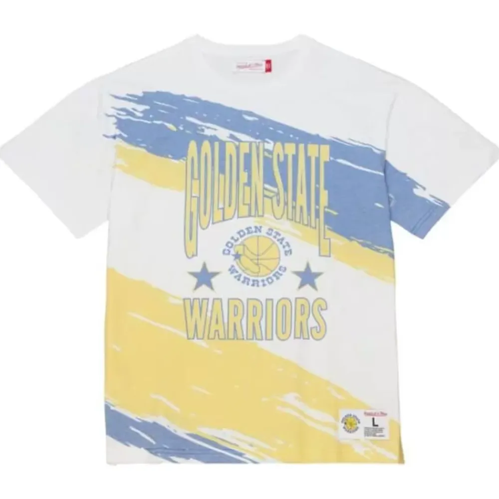 Apparel Mitchell & Ness T-Shirts & Tops-Paintbrush Sublimated Ss Tee Golden State Warriors