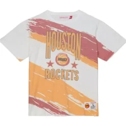 Apparel Mitchell & Ness T-Shirts & Tops-Paintbrush Sublimated Ss Tee Houston Rockets
