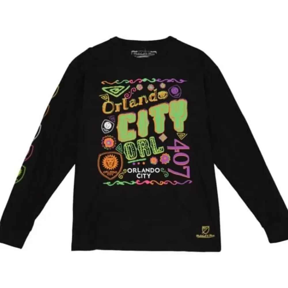 Apparel Mitchell & Ness T-Shirts & Tops-Papel Picado Ls Orlando City Sc