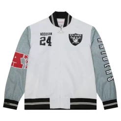 Apparel Mitchell & Ness Jackets & Outerwear-Player Burst Warm Up Jacket Oakland Raiders Charles Woodson