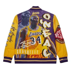 Apparel Mitchell & Ness Jackets & Outerwear-Player Burst Warm Up Jacket Los Angeles Lakers Shaquille O'Neal