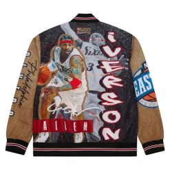 Apparel Mitchell & Ness Jackets & Outerwear-Player Burst Warm Up Jacket Philadelphia 76Ers Allen Iverson