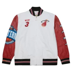 Apparel Mitchell & Ness Jackets & Outerwear-Player Burst Warm Up Jacket Miami Heat Dwyane Wade