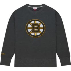 Apparel Mitchell & Ness Hoodies & Sweatshirts-Playoff Win 2.0 Crew Current Logo Boston Bruins