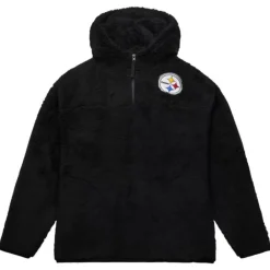 Apparel Mitchell & Ness Hoodies & Sweatshirts-Polar Fleece 1/4 Zip Pullover Hoodie Pittsburgh Steelers