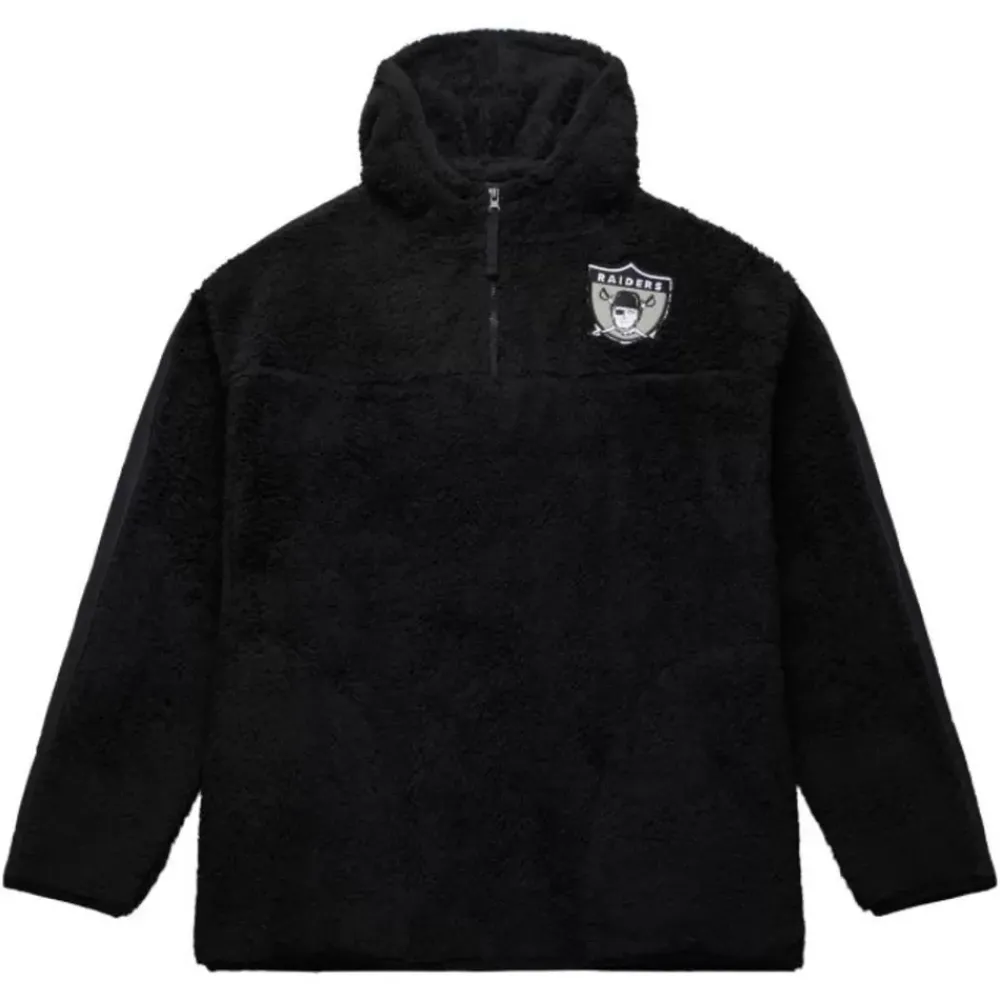 Apparel Mitchell & Ness Hoodies & Sweatshirts-Polar Fleece 1/4 Zip Pullover Hoodie Oakland Raiders