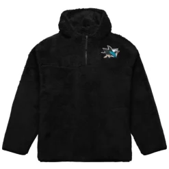 Apparel Mitchell & Ness Hoodies & Sweatshirts-Polar Fleece 1/4 Zip Pullover Hoodie Current Logo San Jose Sharks