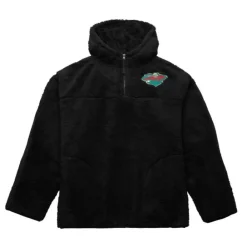Apparel Mitchell & Ness Hoodies & Sweatshirts-Polar Fleece 1/4 Zip Pullover Hoodie Current Logo Minnesota Wild