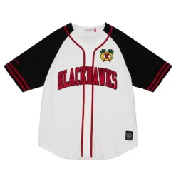 Apparel Mitchell & Ness T-Shirts & Tops-Practice Day Button Front Jersey Chicago Blackhawks