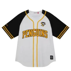 Apparel Mitchell & Ness T-Shirts & Tops-Practice Day Button Front Jersey Pittsburgh Penguins