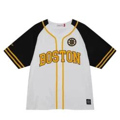Apparel Mitchell & Ness T-Shirts & Tops-Practice Day Button Front Jersey Boston Bruins