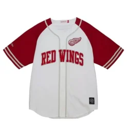 Apparel Mitchell & Ness T-Shirts & Tops-Practice Day Button Front Jersey Detroit Red Wings