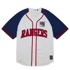 Apparel Mitchell & Ness T-Shirts & Tops-Practice Day Button Front Jersey New York Rangers