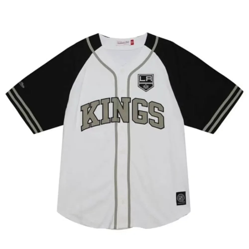 Apparel Mitchell & Ness T-Shirts & Tops-Practice Day Button Front Jersey Los Angeles Kings