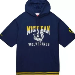 Apparel Mitchell & Ness Hoodies & Sweatshirts-Pre-Game Ss Fleece Hoodie University Of Michigan