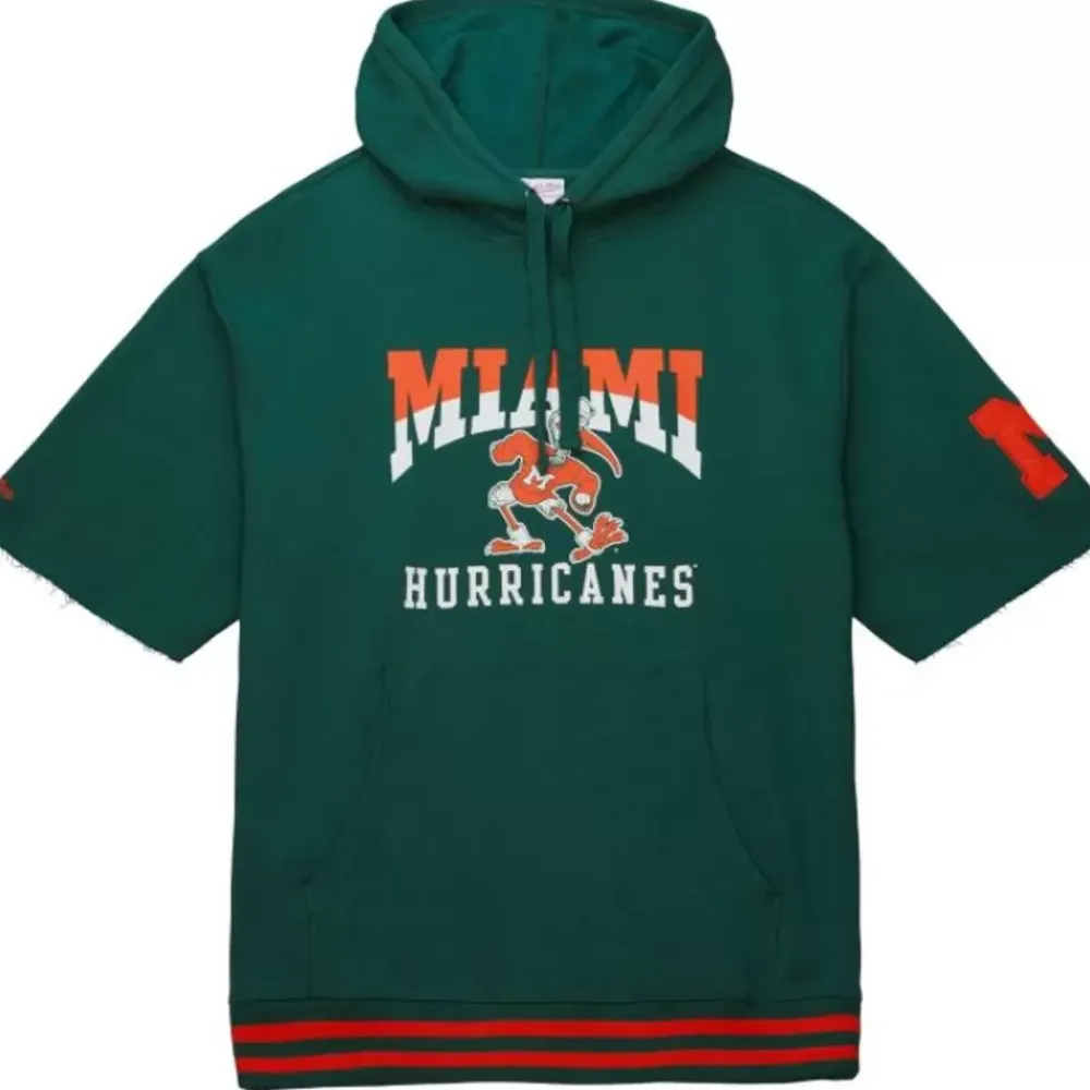 Apparel Mitchell & Ness Hoodies & Sweatshirts-Pre-Game Ss Fleece Hoodie University Of Miami