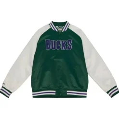 Apparel Mitchell & Ness Jackets & Outerwear-Primetime Lightweight Satin Jacket Milwaukee Bucks
