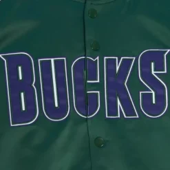 Apparel Mitchell & Ness Jackets & Outerwear-Primetime Lightweight Satin Jacket Milwaukee Bucks