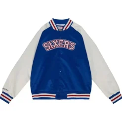 Apparel Mitchell & Ness Jackets & Outerwear-Primetime Lightweight Satin Jacket Philadelphia 76Ers