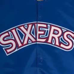 Apparel Mitchell & Ness Jackets & Outerwear-Primetime Lightweight Satin Jacket Philadelphia 76Ers