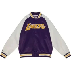 Apparel Mitchell & Ness Jackets & Outerwear-Primetime Lightweight Satin Jacket Los Angeles Lakers