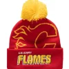 Headwear Mitchell & Ness -Punch Out Pom Knit Calgary Flames