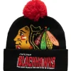 Headwear Mitchell & Ness -Punch Out Pom Knit Chicago Blackhawks